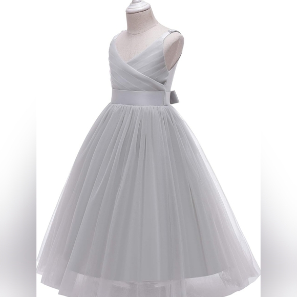 Flower Girls Spaghetti Strap Tulle Dress Long A Line Wedding Pageant Dress - Picture 2 of 8